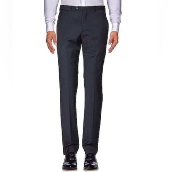 NEW Armani Collezioni Men’s 100% Wool Unhemmed Flat Front Dress Pants Black 32